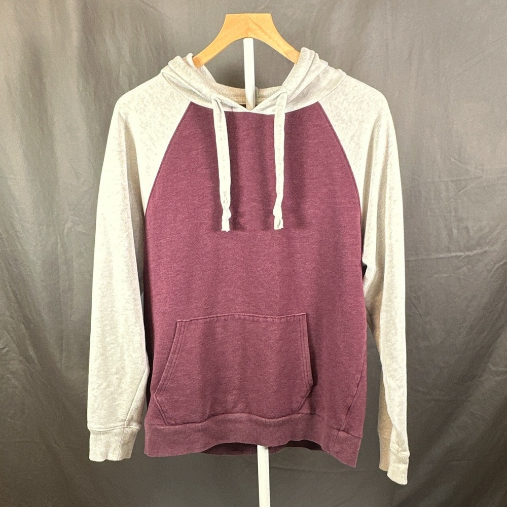 SO Lounge Life Game Day Sweatshirt Womens Medium Burgundy Gray Raglan Hoodie